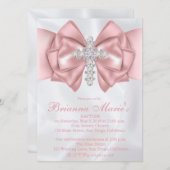 Croix de diamant satiné Baptême | Invitation de Ch (Devant / Derrière)