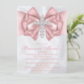 Croix de diamant satiné Baptême | Invitation de Ch (Debout devant)