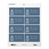 Croix de la Bible bleue et blanche Étiquette (Feuille entière)