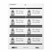 Croix de la Bible noire et blanche Étiquette (Feuille entière)