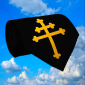 Croix de Lorraine d'or sur le Cravate noir / funér
