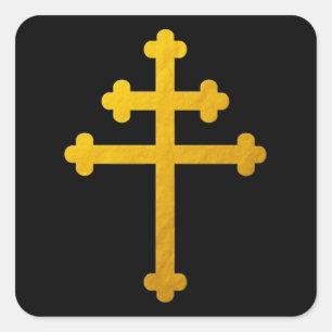 Croix de Lorraine d'or sur Stickers Noirs / Chréti