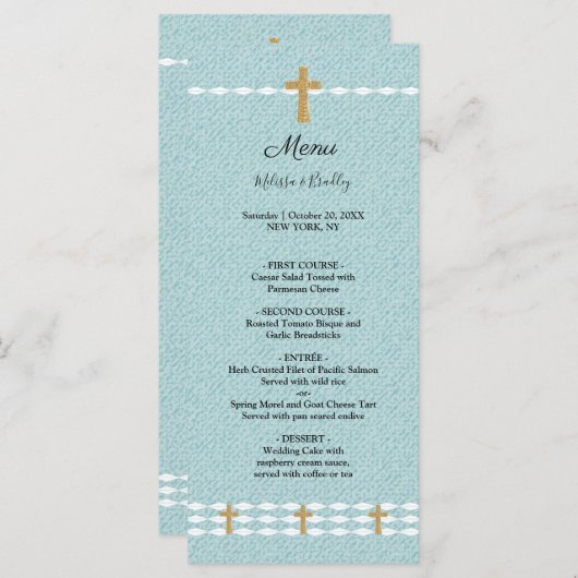 Croix de lumière Jésus Christ Mariage Menu (Devant / Derrière)