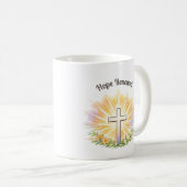 Croix de Pâques avec Fleurs - Tasse Chrétienne Mod (Devant droit)