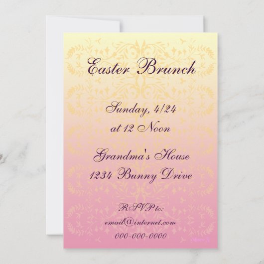 Croix de Pâques Brunch sur mesure Invitations (Dos)