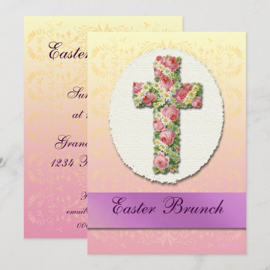 Croix de Pâques Brunch sur mesure Invitations (Devant / Derrière)