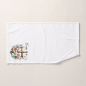 Croix de Pâques joyeuse avec lis de Pâques (Serviette à main)