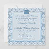 Croix de Quatrefoil et invitation bleue de mariage (Dos)