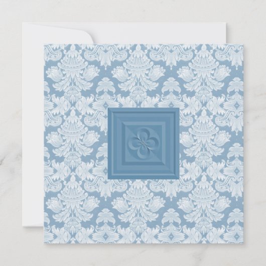 Croix de Quatrefoil et invitation bleue de mariage (Devant)