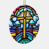 Croix de vitrail chrétien Ornement de Noël (Droite)