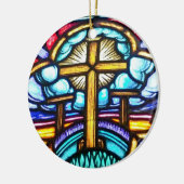 Croix de vitrail chrétien Ornement de Noël (Gauche)