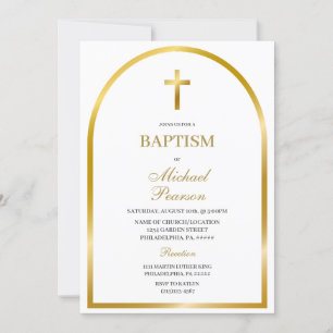 Croix d'or Baptême espagnol Invitation