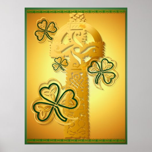 Croix d'or et affiche Shamrock (Devant)