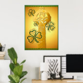 Croix d'or et affiche Shamrock (Bureau à domicile)