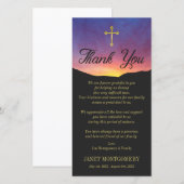 Croix d'or et lever de soleil - Merci de sympathie (Devant / Derrière)