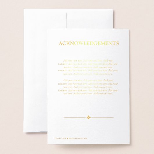 Croix d'or et rayons Elégant programme funéraire (Derrière avec enveloppe)