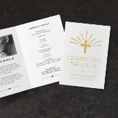 Croix d'or et rayons Elégant programme funéraire