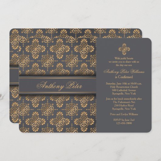 Croix d'or Invitation religieuse (Devant / Derrière)