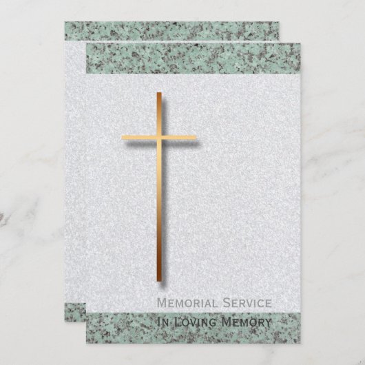 Croix d'or Pierre 1 Faire-part funéraire (Devant / Derrière)