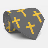 Croix d'or sur Cravate noir (Roulé)