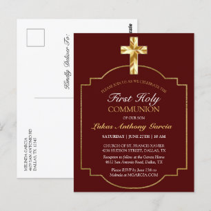 Croix dorée de première communion, Invitation élég
