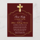 Croix dorée de première communion, Invitation élég (Devant)