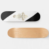 Croix dorée de skateboard chrétien (Horz)