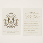 Croix dorée Monogramme marial Mariage catholique (Devant & derrière)