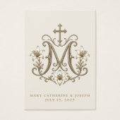 Croix dorée Monogramme marial Mariage catholique (Devant)