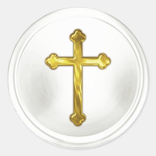 Croix dorée sur autocollant de scellé d'enveloppe (Devant)