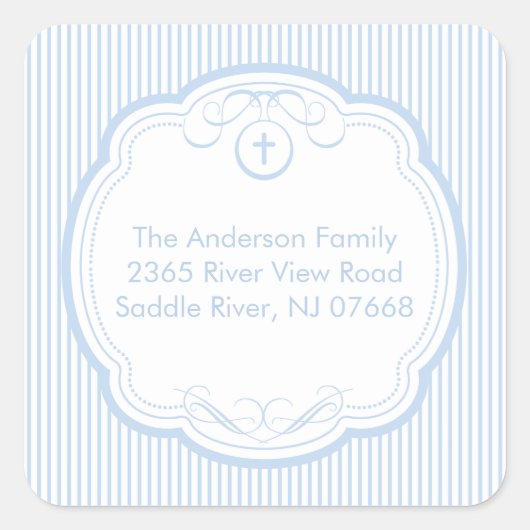 Croix douce dans le cadre Adresse Sticker Baptême (Devant)