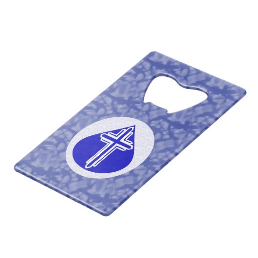 Croix en forme de larme sur fond bleu (Devant Angle)