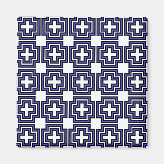 Croix et bleu Carré - Aimant (Devant)