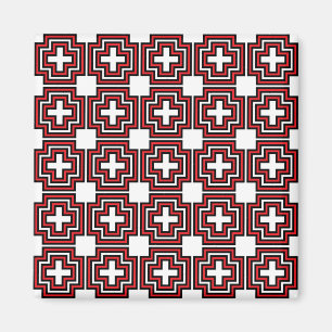 Croix et rouge Carré - Aimant