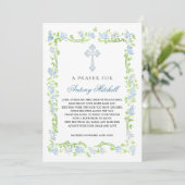 Croix florale bleu vert Baptême Prière Invitation (Debout devant)