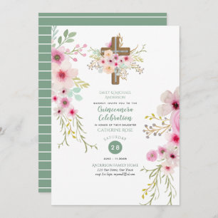 Croix florale catholique Quinceanera Invitation Sa