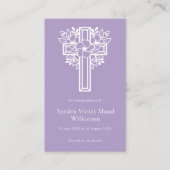 Croix florale moderne carte de prière commémorativ (Devant)