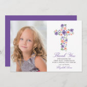 Croix florale pourpre Premier Merci de communion s (Devant / Derrière)