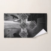 Croix gothique Lune GraveYard avec Corbeaux (Serviette à main)