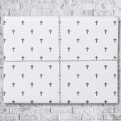 Croix - Grises sur feuilles de papier cadeau blanc