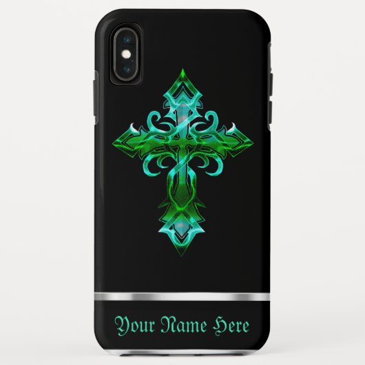 Croix médiévale noire verte iPhone XS Max Coque (Dos)