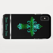 Croix médiévale noire verte iPhone XS Max Coque (Dos (Horizontal))