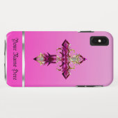 Croix médiévale rose iPhone XS Max Coque (Dos (Horizontal))