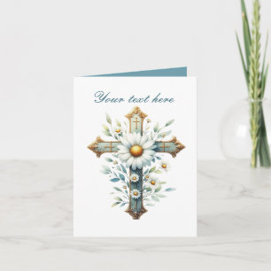 Croix mignonne avec carte personnalisable rose