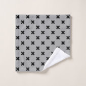Croix noire coutures sur gris (Gant de toilette)