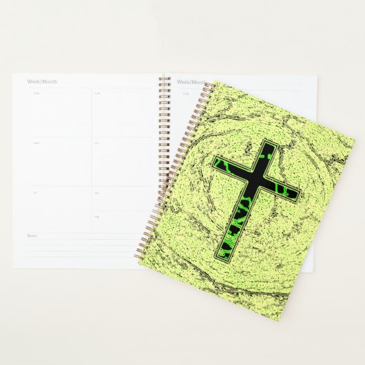 CROIX NOIRE ET VERTE AVEC ARRIÈRE - PLAN EN MARBRE (Devant avec enveloppe)
