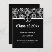 Croix-Noire Faire-part de graduation chrétienne (Devant / Derrière)