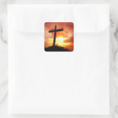 Croix religieuse au coucher du soleil Stickers Pâq (Sac)