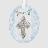 Croix religieuse avec fleurs et oiseaux (devant)