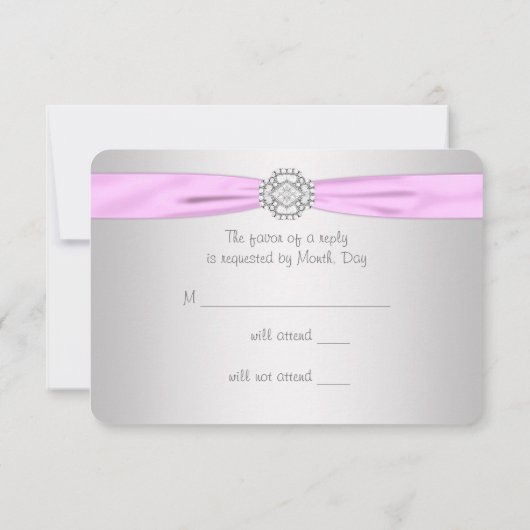 Croix rose Bébé Fille Christening RSVP (Dos)